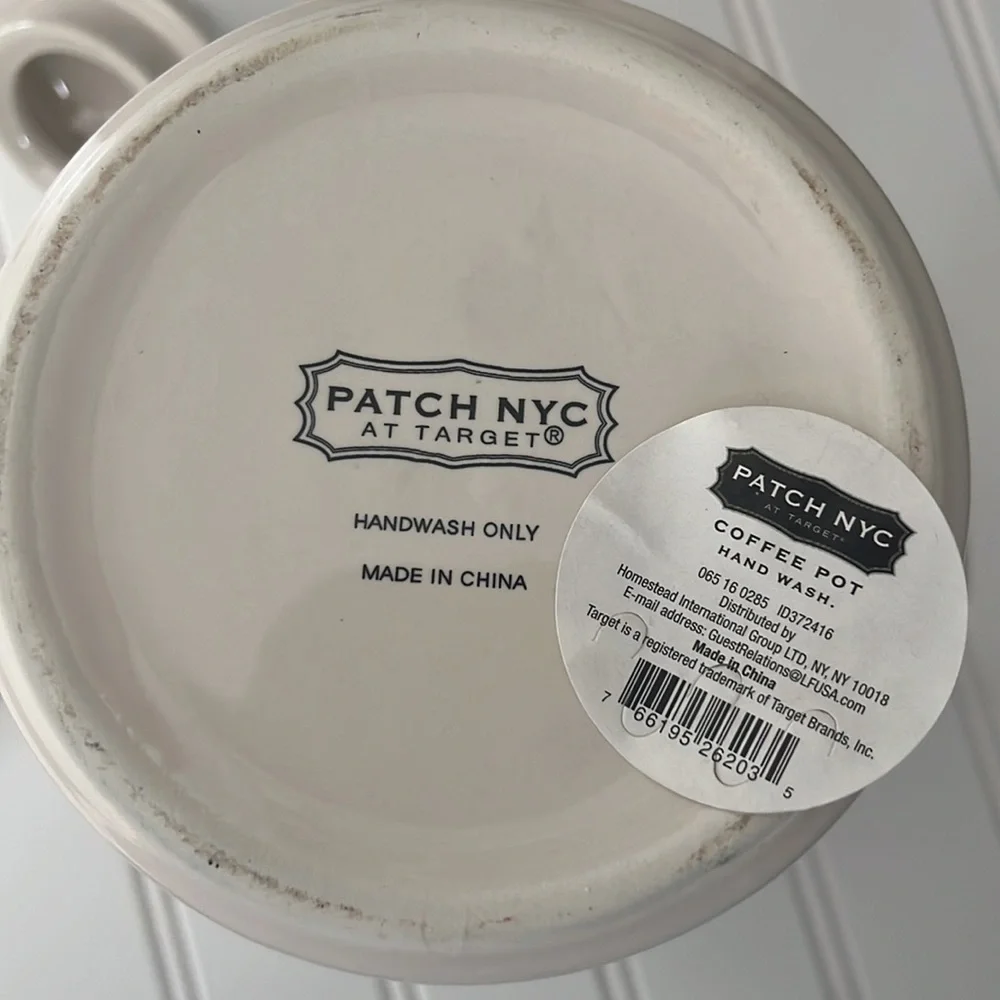 Coffee Pot by Patch NYC @ Target. Cream color with fern design ceramic